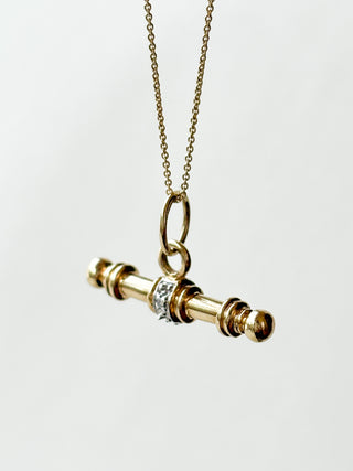 T-Bar Diamond Pendant on Anchor Diamond Chain | 9ct Gold | 18-Inch | 2.40g