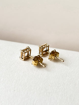 Princess-Cut CZ Stud Earrings | 9ct Gold | 0.55g