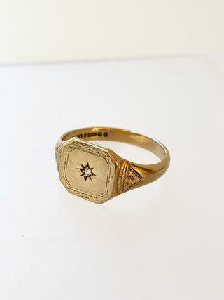 Synthetic Colourless Spinel Ring | 9ct Gold | Size V | 4.35g
