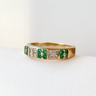 Emerald & Diamond Channel Set | 9ct Gold | Size P | 3.02g