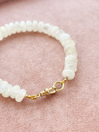 Moonstone Bracelet with Albert Clasp | 9ct Gold | 7.5-Inch | 19.59g