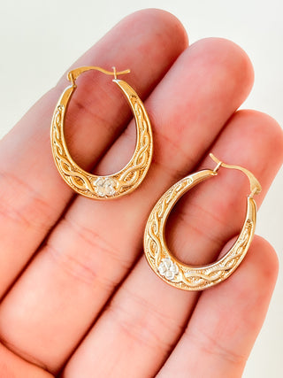 Celtic and Clover Hoop Earrings | 9ct Gold | 0.94g | 36mm