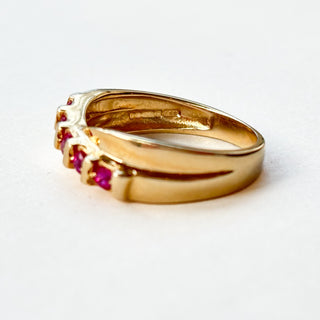 Pink Sapphire Band | 9ct Gold | Size N | 2.83g