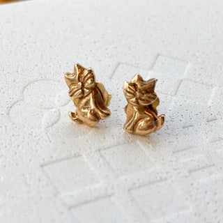 Cat Stud Earrings | 14ct Gold | 0.97g
