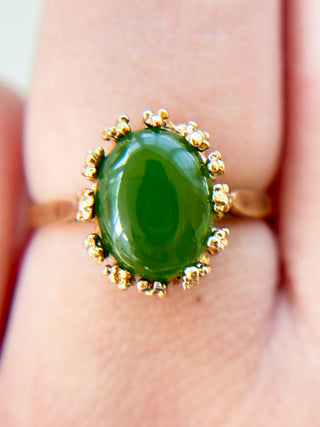 Nephrite Jade Solitaire Ring | 10ct Gold | Size M | 2.76g