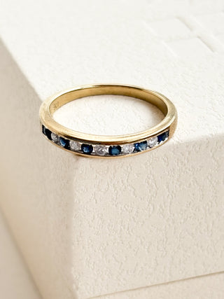Sapphire & Diamond Eternity Ring | 9ct Gold | Size N | 1.97g