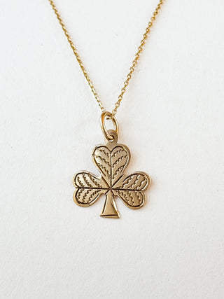 Engraved Shamrock Charm | 9ct Gold | 0.75g | 20mm length