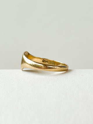 Daisy Diamond Signet Ring | 9ct Gold | Size N | 1.47g