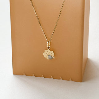 Shamrock Pendant | 9ct Gold | CZ Accent | 1cm | 0.44g (1.5g with Chain)