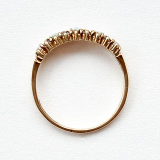 Eternity Ring | 9ct Gold | Natural Opal + Diamond | Size O | 1.56g