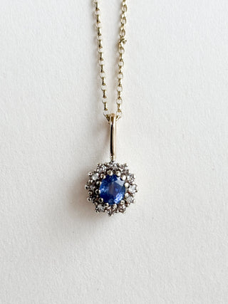 Sapphire Ceylon Pendant | 9ct Gold | 1.24g | 18in Fine Cable Link Chain