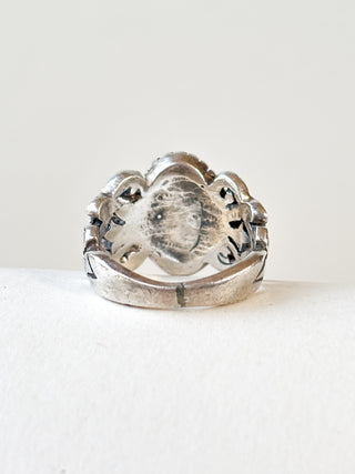 Burgundy Enamel Locket Ring | Sterling Silver | 9.52g | Size M