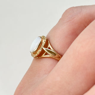 Precious Opal Solitaire with Braided Detail | 9ct Gold | Size K | 1.90g