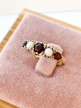 Opal & Garnet Eternity Ring | 9ct Gold | 3.01g | Size P½