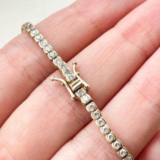 CZ Tennis Bracelet | 9ct Gold | Bezel Set | 19cm | 6.78g
