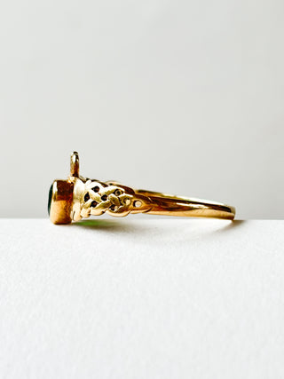 Green Agate Claddagh Ring | 9ct Gold | Size U | 2.04g