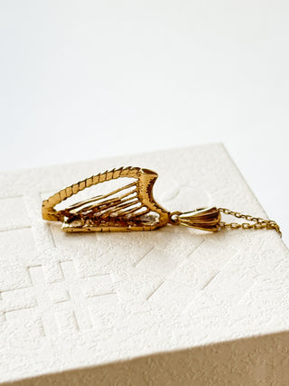 Harp Pendant with Decorative Bail | 9ct Gold | 1.80g | 18/20Inch Chain, 0.80g
