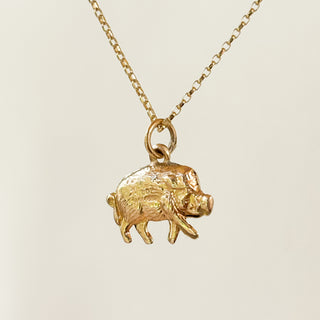Pig Pendant Necklace | 9ct Gold Pendant 0.57g | 18" 9ct Chain | 1.71g Total