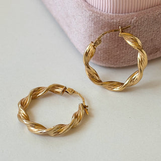 Twisted Gold Hoops | 9ct | 22mm | 1.6g