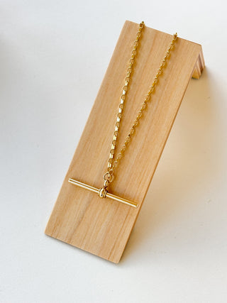 Classic Statement T-Bar Necklace | 9ct Gold | 20" Heavy Cable Link Chain | 6.58g