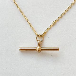 Classic Statement T-Bar Necklace | 9ct Gold | 20" Heavy Cable Link Chain | 6.58g