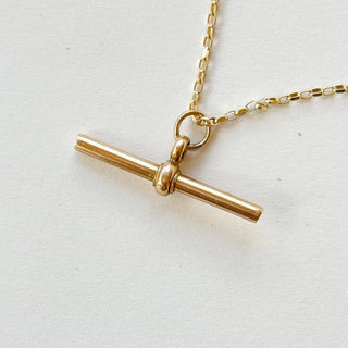 Classic Statement T-Bar Necklace | 9ct Gold | 20" Heavy Cable Link Chain | 6.58g