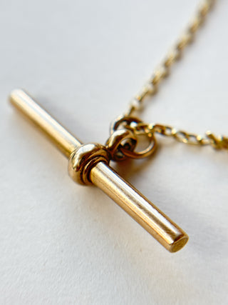 Classic Statement T-Bar Necklace | 9ct Gold | 20" Heavy Cable Link Chain | 6.58g