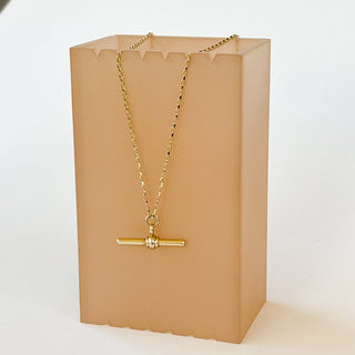 Chunky T-Bar Necklace – 9ct Gold | 3.85g | 18" Medium Cable Link Chain