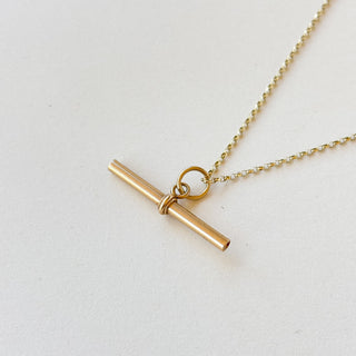 Light T-Bar Necklace | 9ct Gold | 18' in fine cable chain | 1.67g