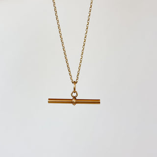 Light T-Bar Necklace | 9ct Gold | 18' in fine cable chain | 1.67g