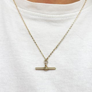 Chunky T-Bar Necklace – 9ct Gold | 3.85g | 18" Medium Cable Link Chain
