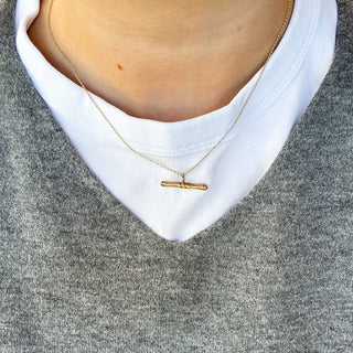 90s Medium T-Bar Necklace – 9ct Gold | 1.88g | 18" Fine Cable Link Chain