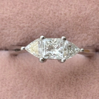 3 Stone Princess and Trillion Cut Ring