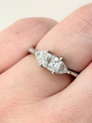 3 Stone Princess and Trillion Cut Ring