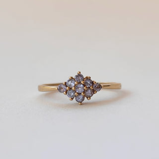 East-West Diamond cluster Ring | Size P | 9ct Gold | 1.4g | Colour-Shift Ston