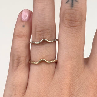 Two-Tone Gold Wave Ring Set | 9ct Gold | 3.4g Total, size M1/2