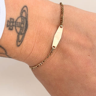 Figaro Identity Bracelet | 9ct Yellow Gold | 1g | 7”