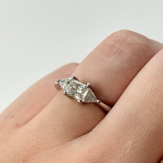3 Stone Princess and Trillion Cut Ring