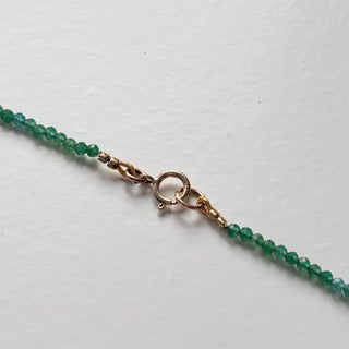 Strand of Natural Green Stone Beads with 9ct Gold Jumprings | 16 Inch | Professionally Restrung