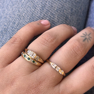 Trilogy Square Ring | Set-In Stones | Size M | 2.4g
