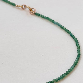 Strand of Natural Green Stone Beads with 9ct Gold Jumprings | 16 Inch | Professionally Restrung