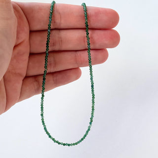 Strand of Natural Green Stone Beads with 9ct Gold Jumprings | 16 Inch | Professionally Restrung