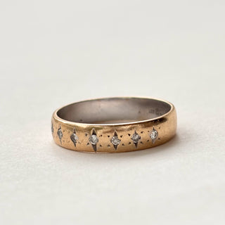 7-Stone Natural Diamond Band | 9ct Yellow &amp; White Gold | Size N½ | 2.5g