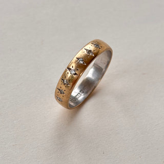 7-Stone Natural Diamond Band | 9ct Yellow &amp; White Gold | Size N½ | 2.5g
