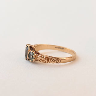 Trilogy Ring | Green Oval &amp; Round Stones | Size O | 2.3g