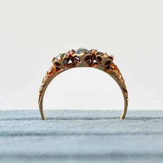 Trilogy Ring | Green Oval &amp; Round Stones | Size O | 2.3g