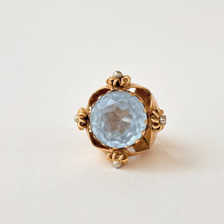 Baby Blue Stone Fob Pendant | 4.8g | White Gold Stud Detail