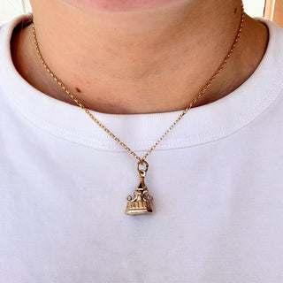 Black Natural Stone Fob Pendant | 9ct Gold | 20" Cable Chain | 6g