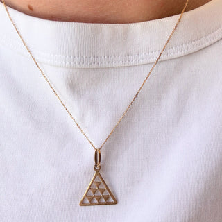 Triangle Cut-Out Pendant Necklace | 9ct Gold | 18" Cable Chain | 1.7g