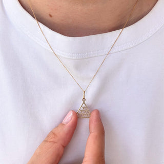 Triangle Cut-Out Pendant Necklace | 9ct Gold | 18" Cable Chain | 1.7g